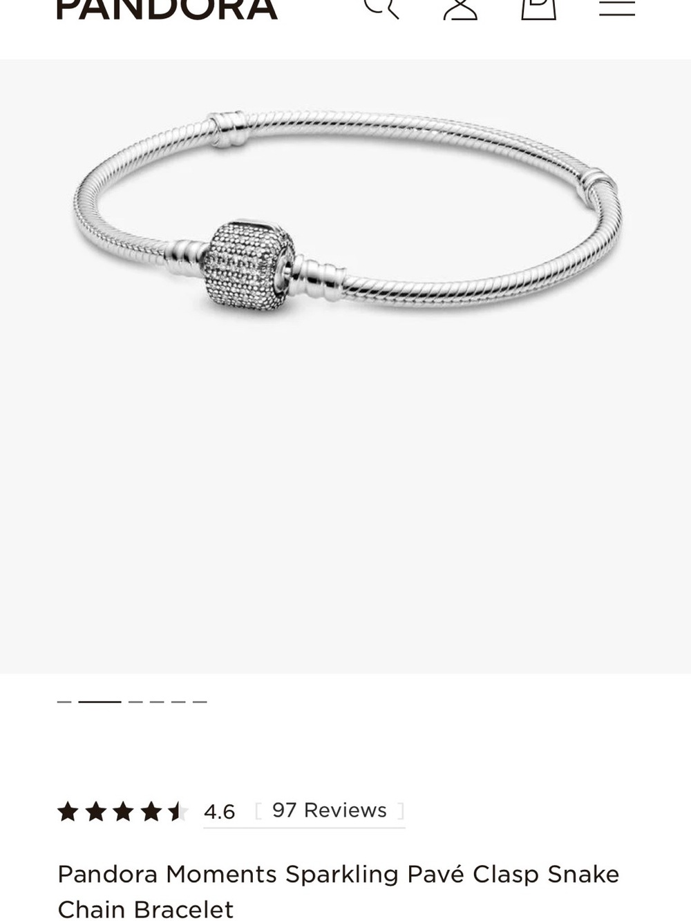 Pandora Silver Sparkling Pavé Clasp Bracelet - Picture 2 of 3